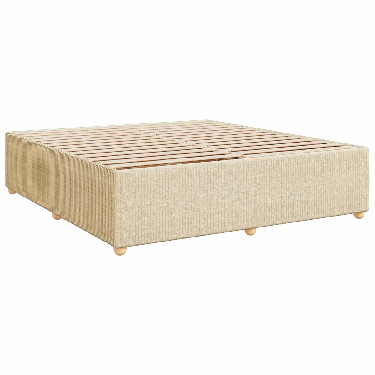 vidaXL Łóżko z box spring LED z materacem kremowy 160 x 200 cm tkanina