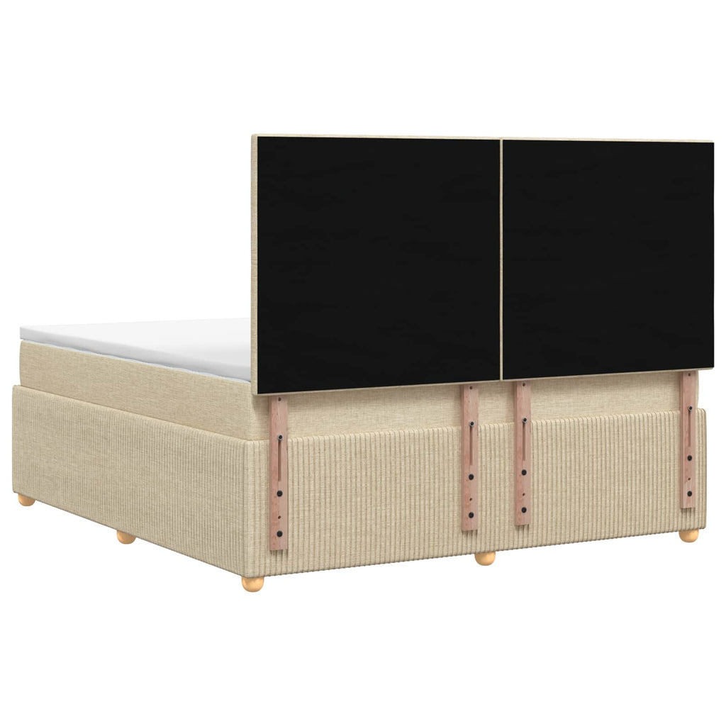 vidaXL Łóżko z box spring LED z materacem kremowy 160 x 200 cm tkanina