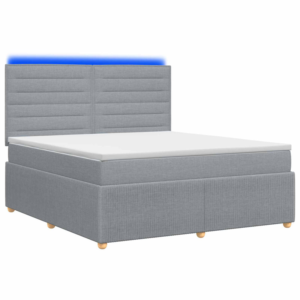 vidaXL Łóżko z box spring LED z materacem jasnoszary 180 x 200 cm