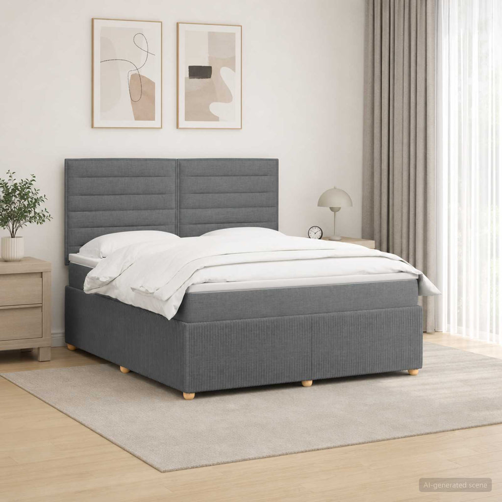 vidaXL Łóżko z box spring LED z materacem ciemnoszary 180 x 200 cm