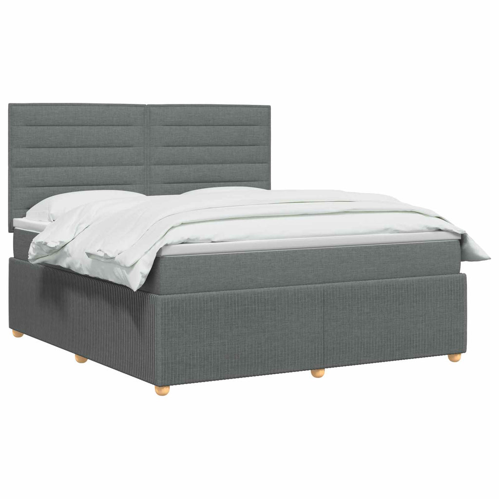 vidaXL Łóżko z box spring LED z materacem ciemnoszary 180 x 200 cm