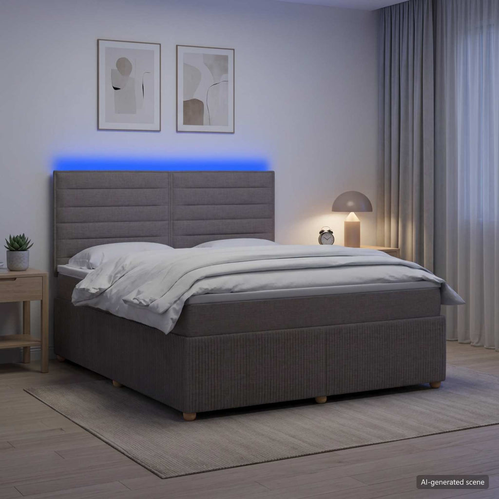 vidaXL Łóżko z box spring LED z materacem Ciemnoszary 180 x 200 cm