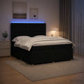 vidaXL Łóżko z box spring LED z materacem Czarny 140 x 190 cm tkanina