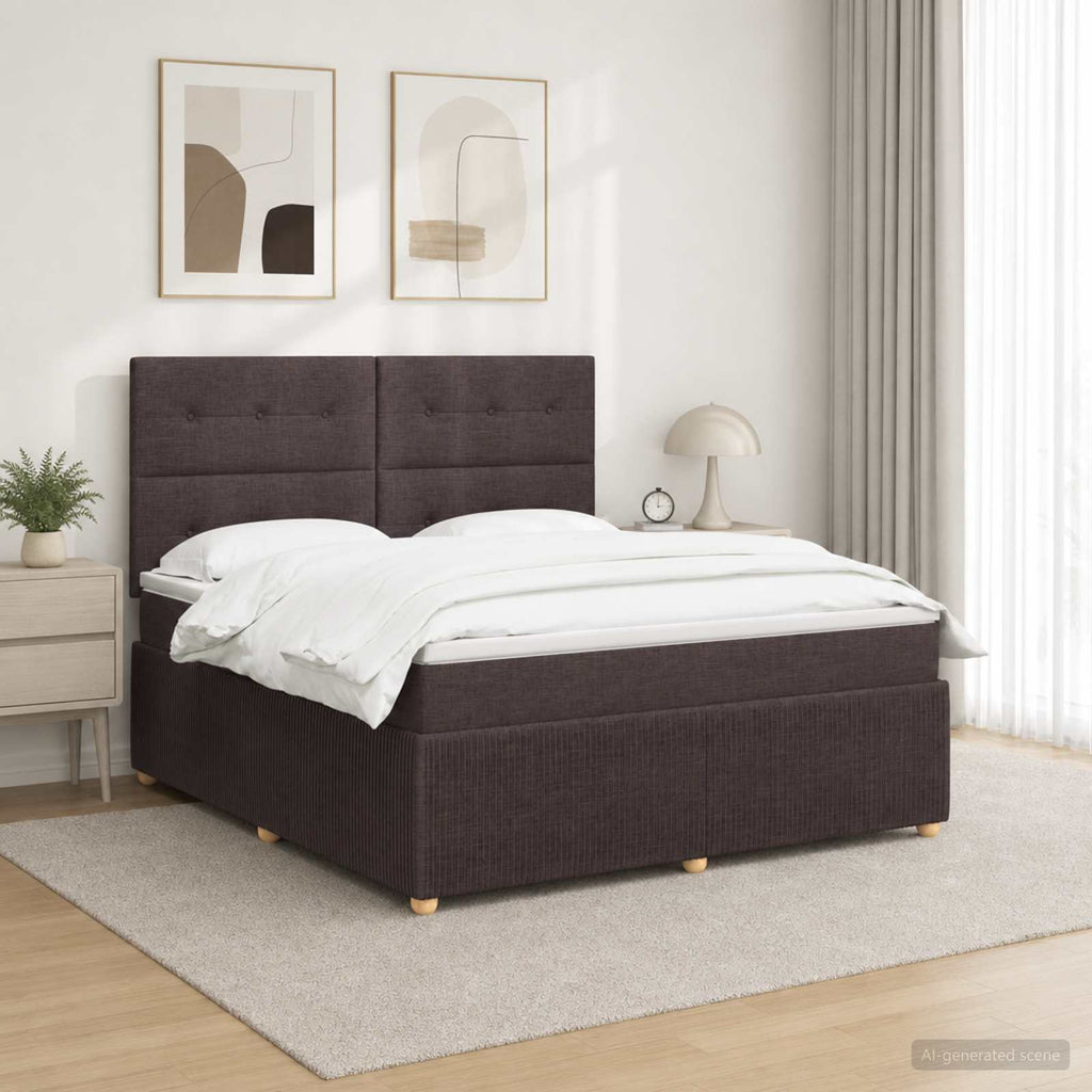 vidaXL Łóżko z box spring LED z materacem Ciemny brąz 180 x 200 cm