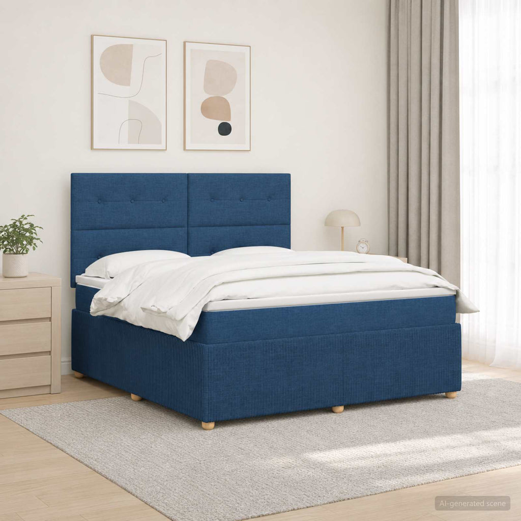 vidaXL Łóżko z box spring LED z materacem niebieski 180 x 200 cm