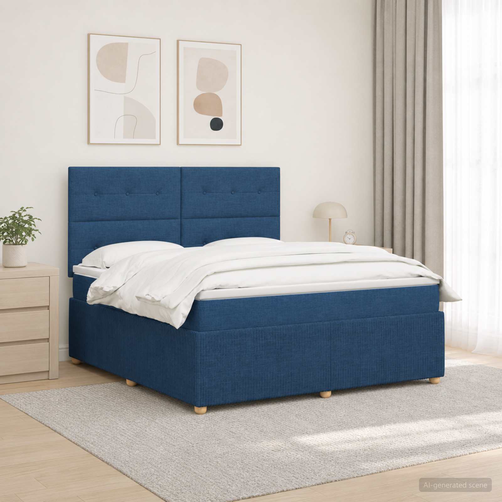 vidaXL Łóżko z box spring LED z materacem niebieski 180 x 200 cm