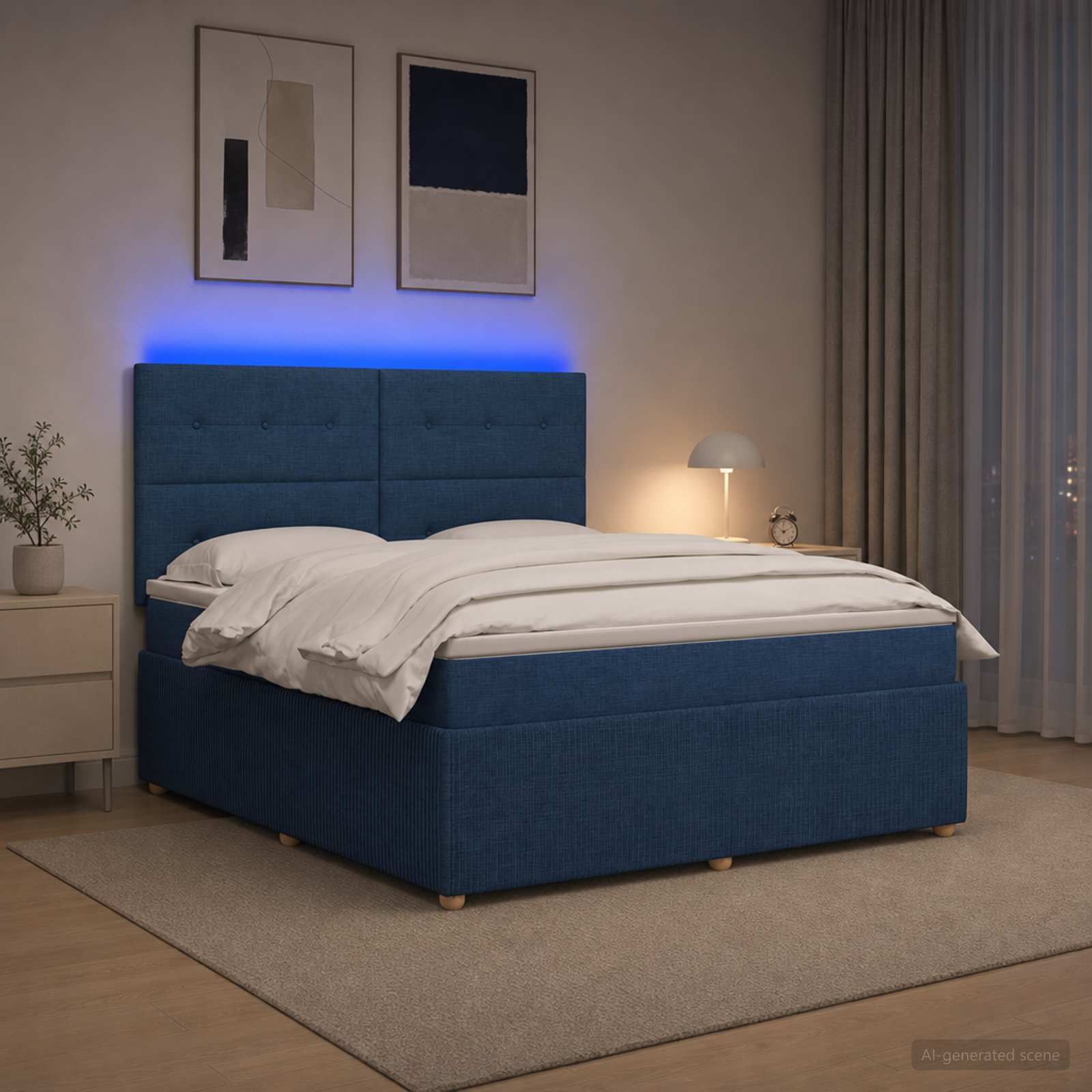vidaXL Łóżko z box spring LED z materacem niebieski 180 x 200 cm