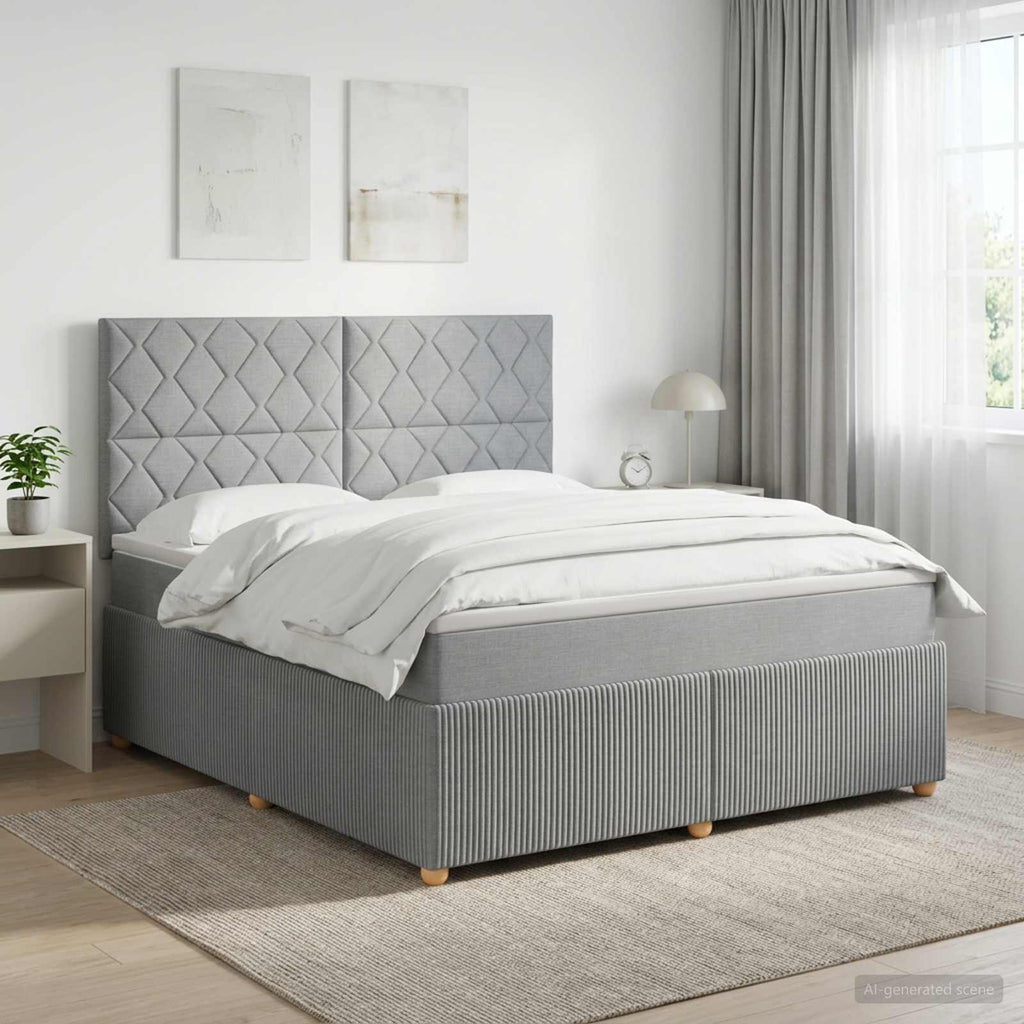 vidaXL Łóżko z box spring LED z materacem jasnoszary 160 x 200 cm
