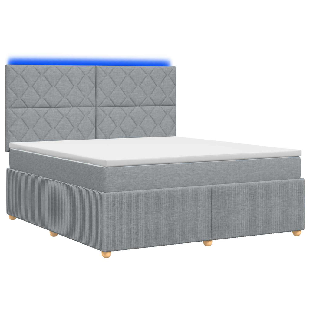 vidaXL Łóżko z box spring LED z materacem jasnoszary 180 x 200 cm
