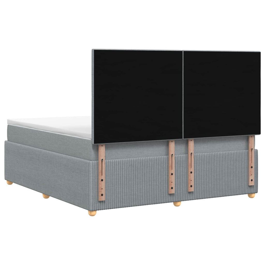 vidaXL Łóżko z box spring LED z materacem jasnoszary 180 x 200 cm