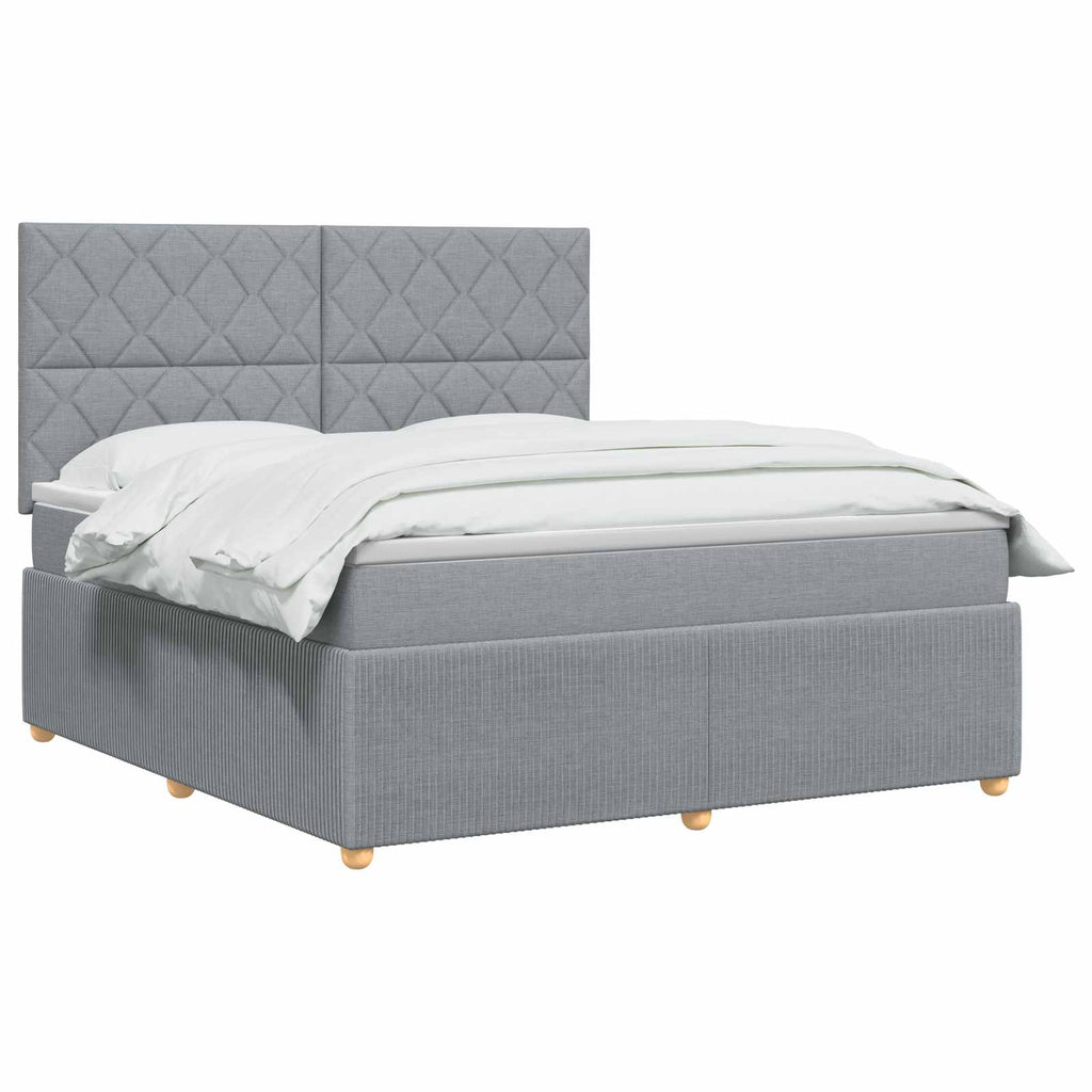 vidaXL Łóżko z box spring LED z materacem jasnoszary 180 x 200 cm