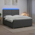 vidaXL Łóżko z box spring LED z materacem ciemnoszary 180 x 200 cm
