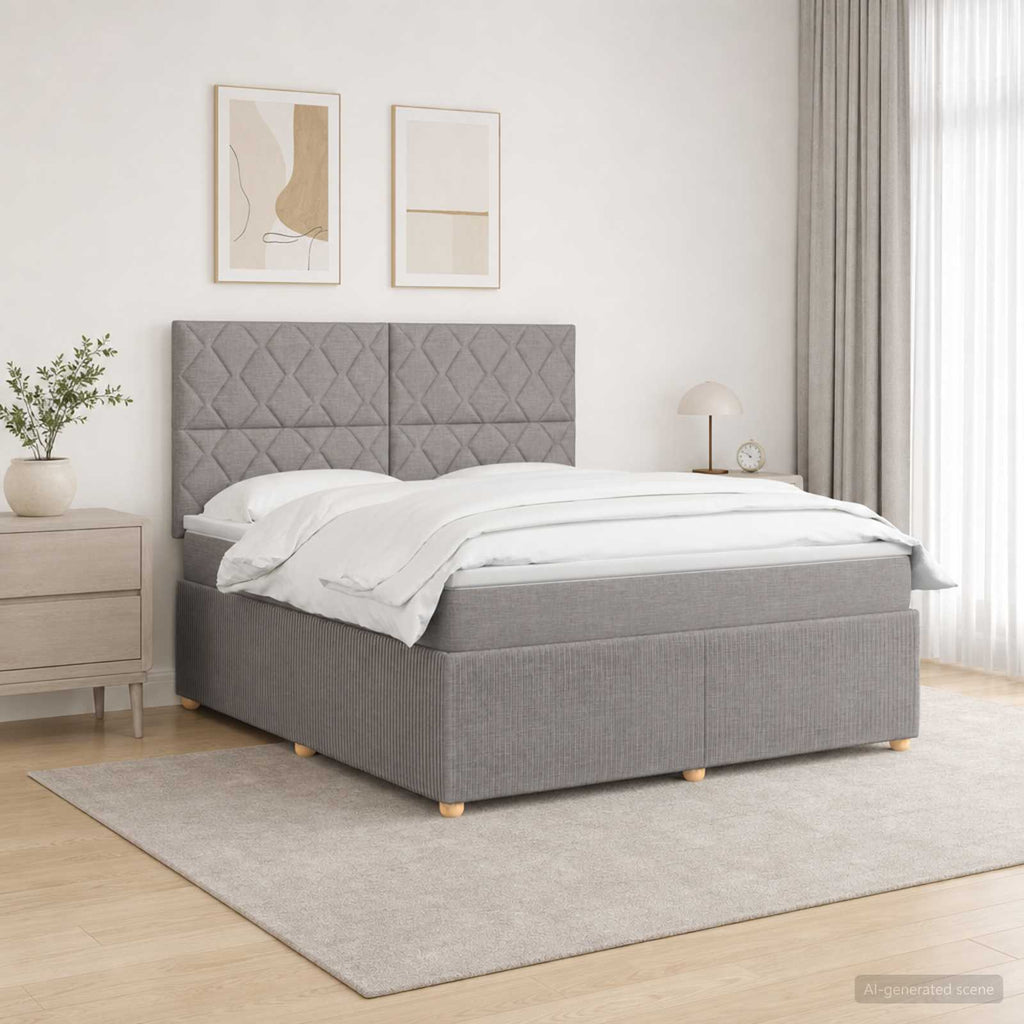 vidaXL Łóżko z box spring LED z materacem Ciemnoszary 140 x 200 cm