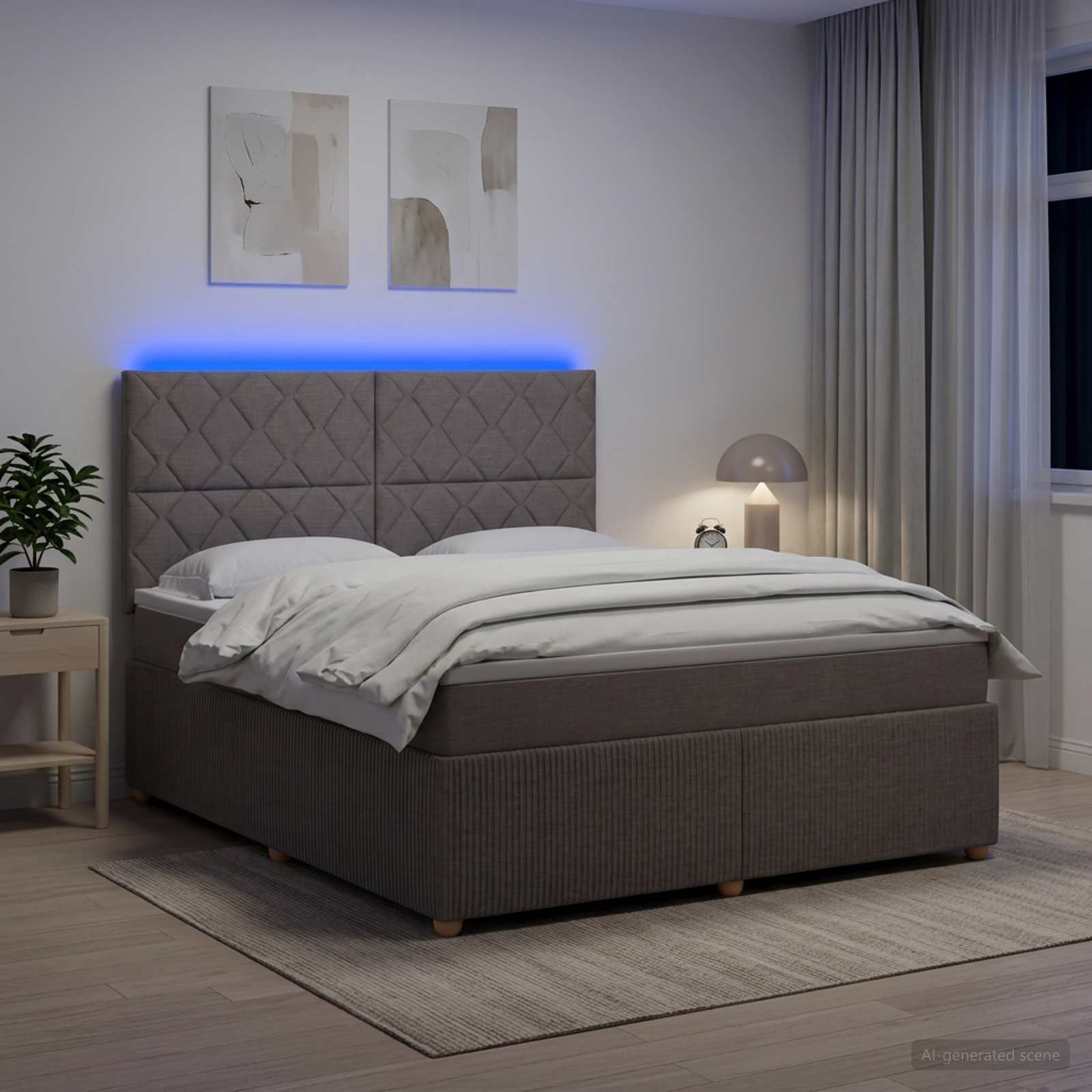 vidaXL Łóżko z box spring LED z materacem Ciemnoszary 140 x 190 cm