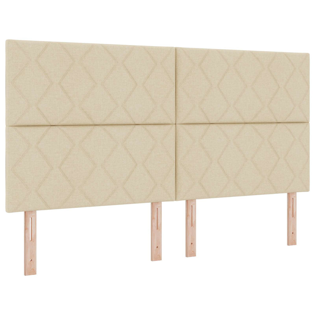 vidaXL Łóżko z box spring LED z materacem kremowy 180 x 200 cm tkanina
