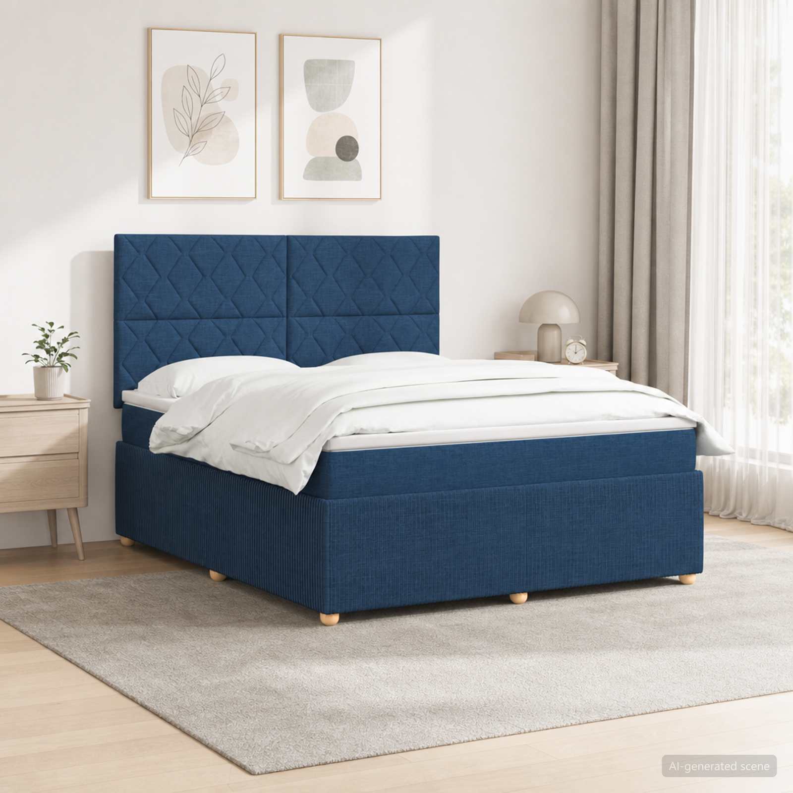 vidaXL Łóżko z box spring LED z materacem niebieski 140 x 190 cm