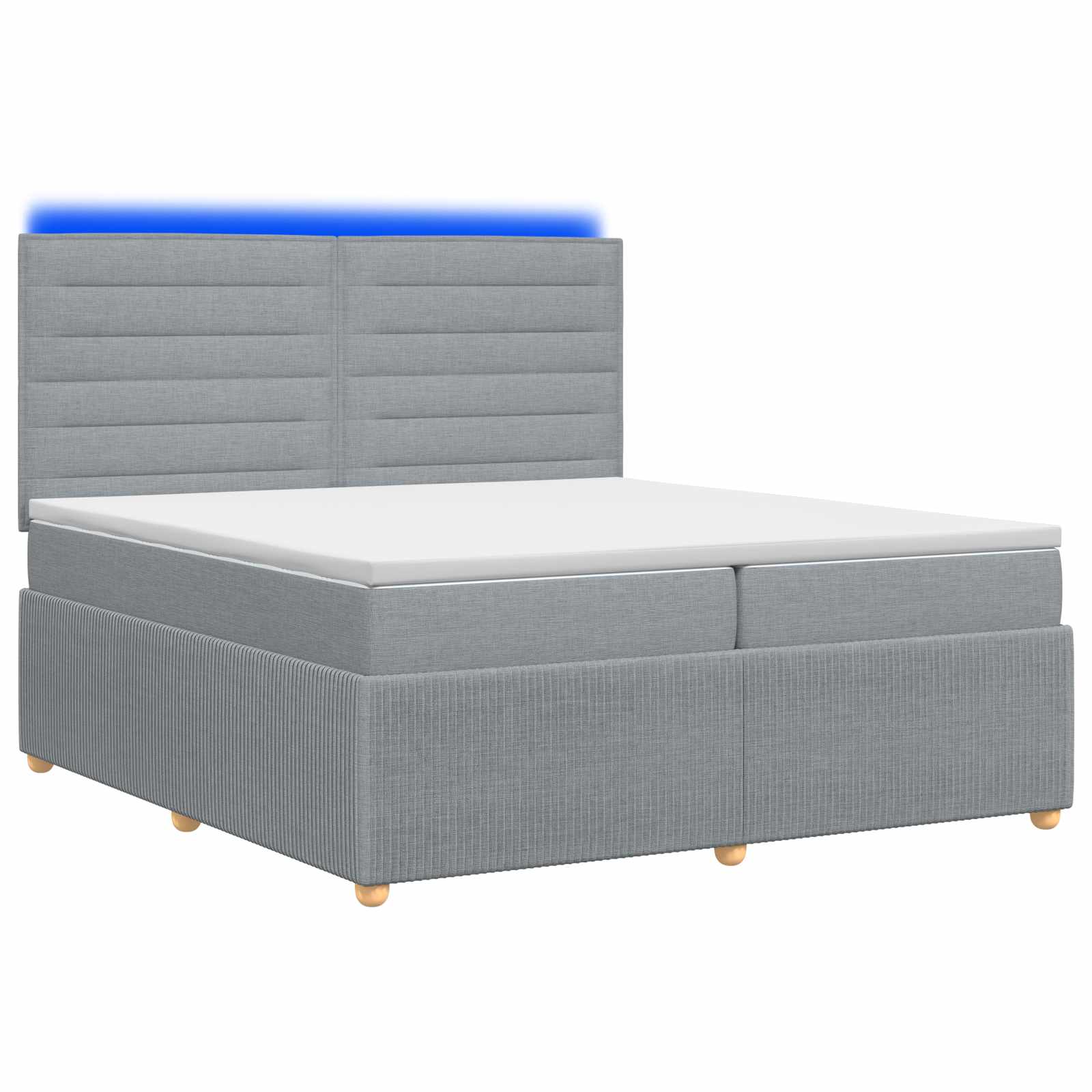 vidaXL Łóżko z box spring LED z materacem jasnoszary 200 x 200 cm