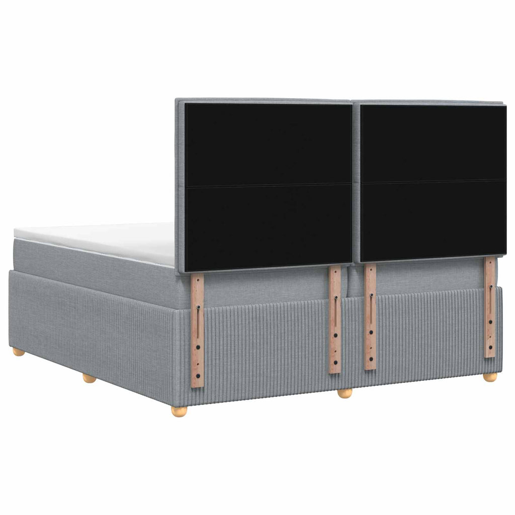 vidaXL Łóżko z box spring LED z materacem jasnoszary 200 x 200 cm