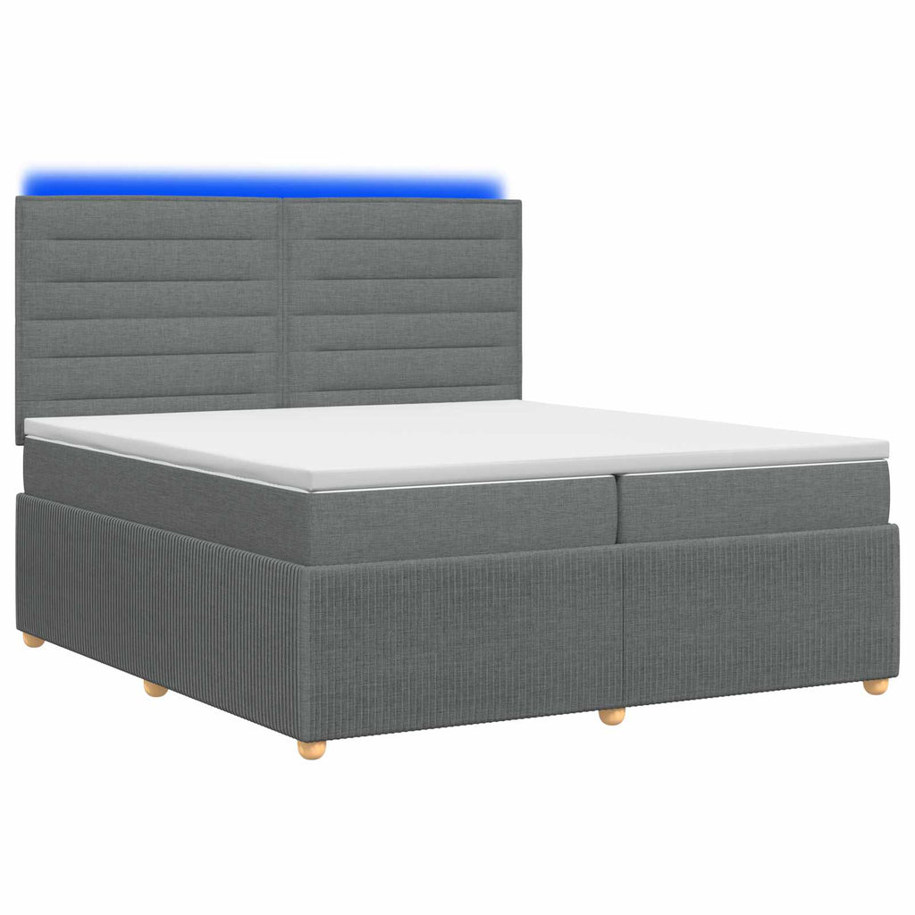 vidaXL Łóżko z box spring LED z materacem ciemnoszary 200 x 200 cm