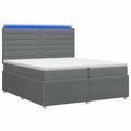 vidaXL Łóżko z box spring LED z materacem ciemnoszary 200 x 200 cm