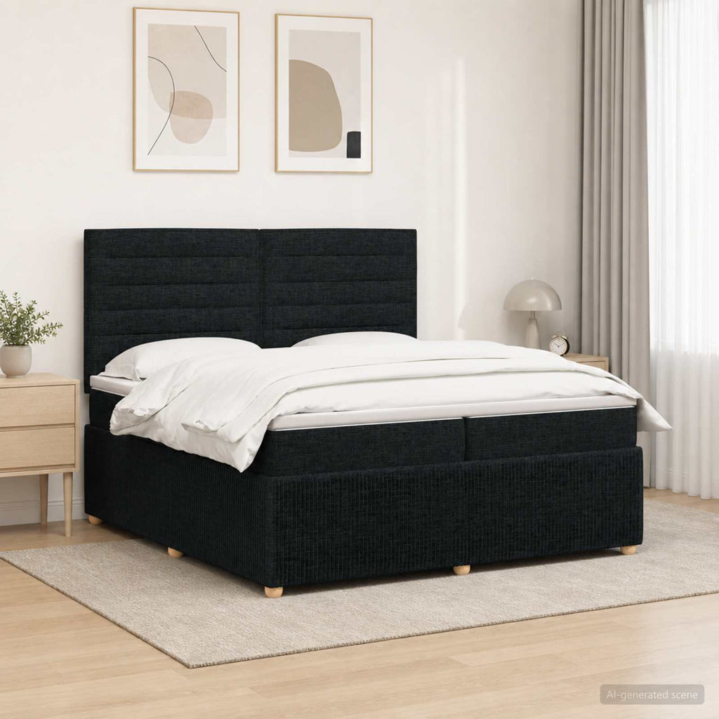 vidaXL Łóżko z box spring LED z materacem Czarny 200 x 200 cm tkanina