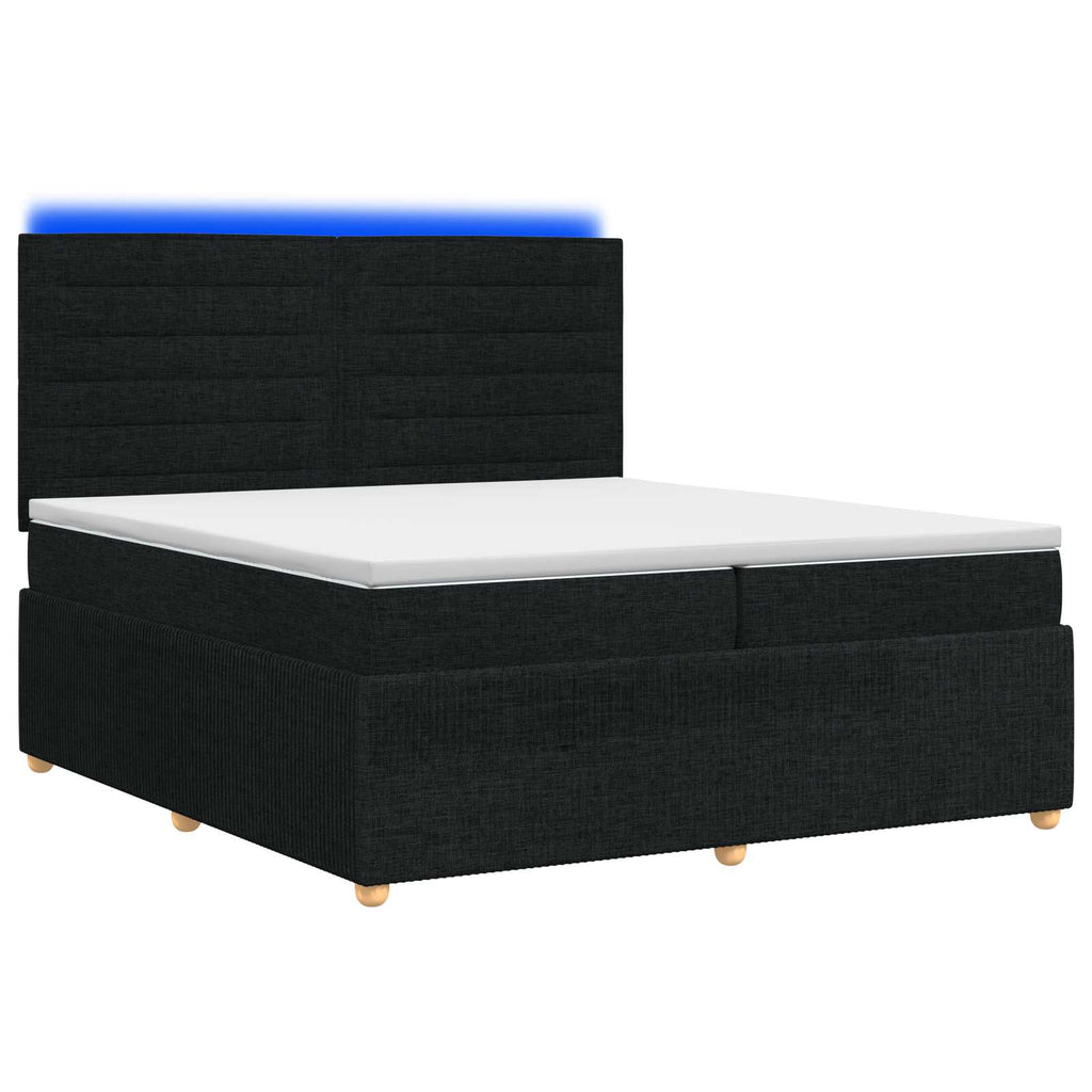 vidaXL Łóżko z box spring LED z materacem Czarny 200 x 200 cm tkanina
