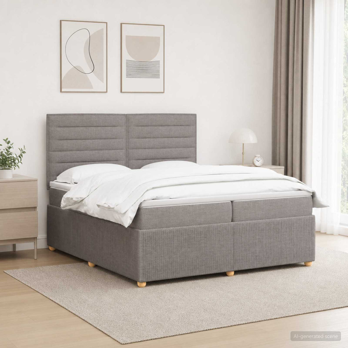 vidaXL Łóżko z box spring LED z materacem Ciemnoszary 200 x 200 cm