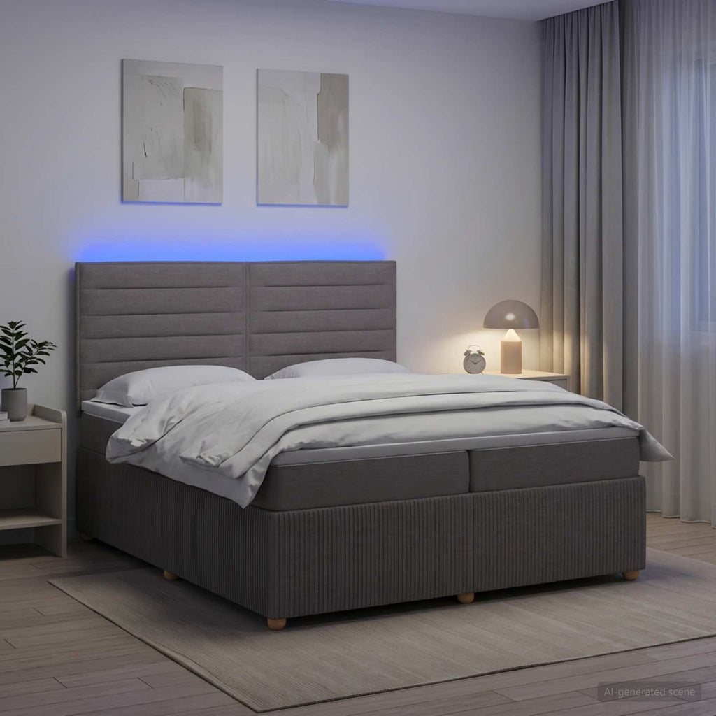 vidaXL Łóżko z box spring LED z materacem Ciemnoszary 200 x 200 cm