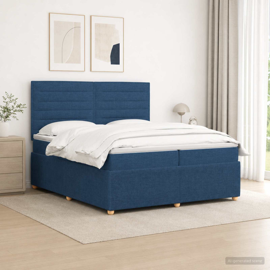 vidaXL Łóżko z box spring LED z materacem niebieski 200 x 200 cm