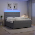 vidaXL Łóżko z box spring LED z materacem jasnoszary 200 x 200 cm