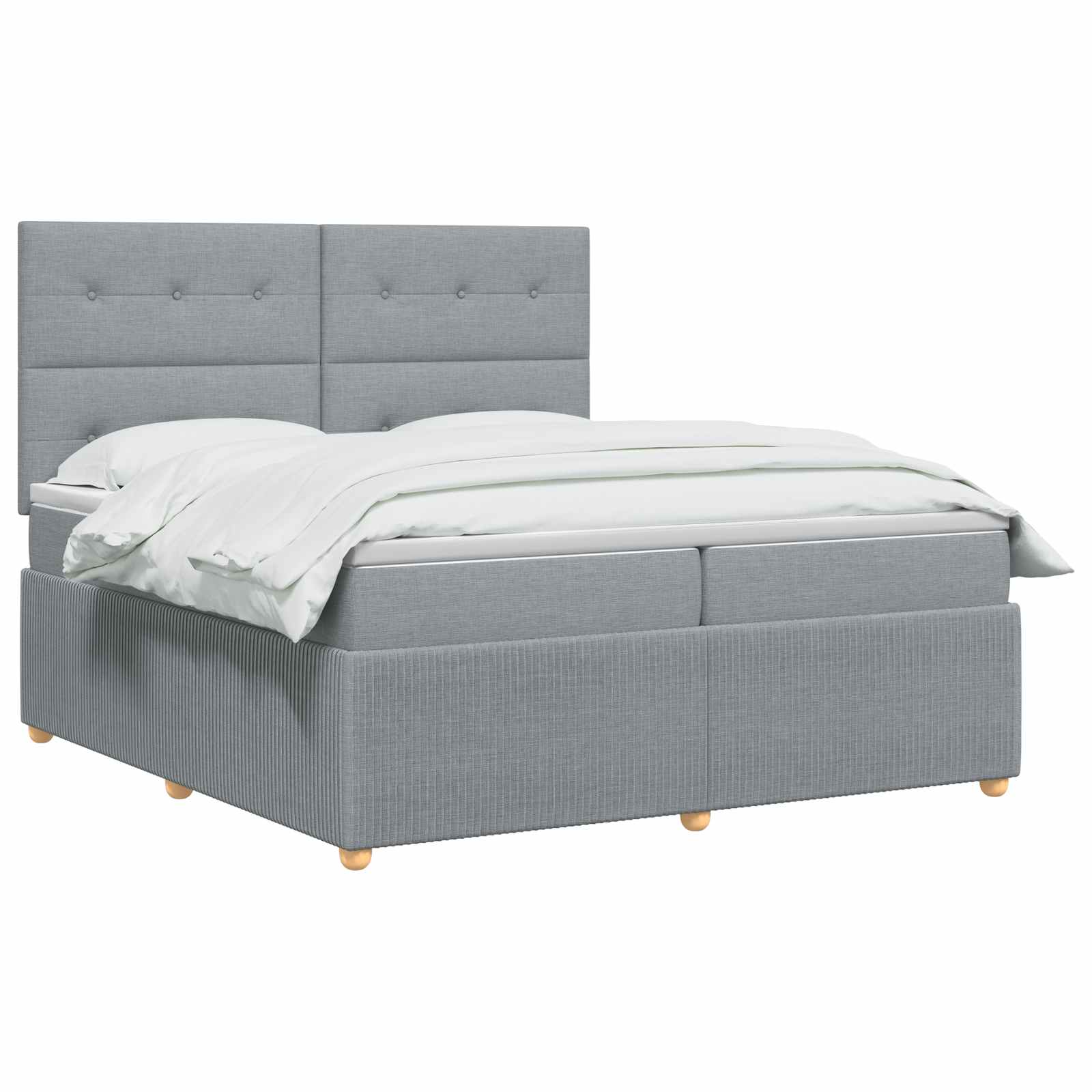 vidaXL Łóżko z box spring LED z materacem jasnoszary 200 x 200 cm