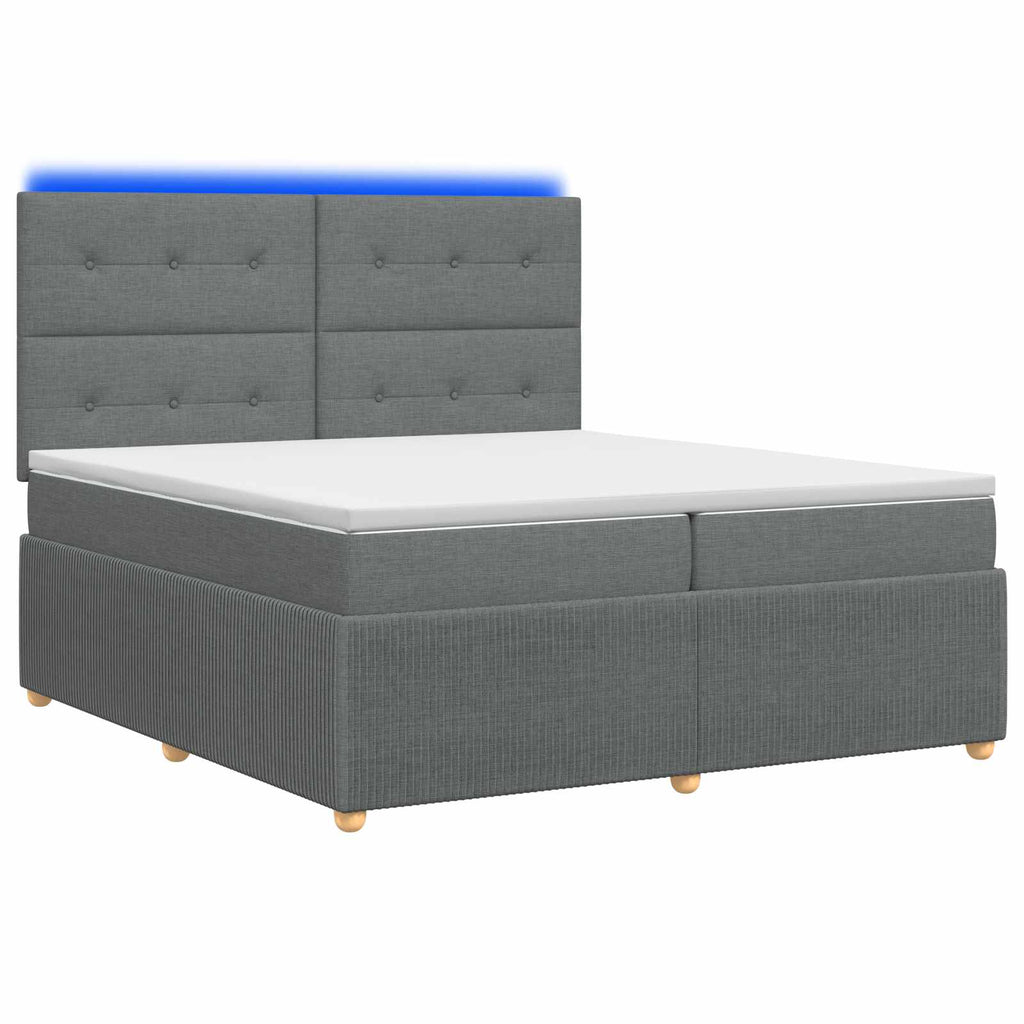 vidaXL Łóżko z box spring LED z materacem ciemnoszary 200 x 200 cm