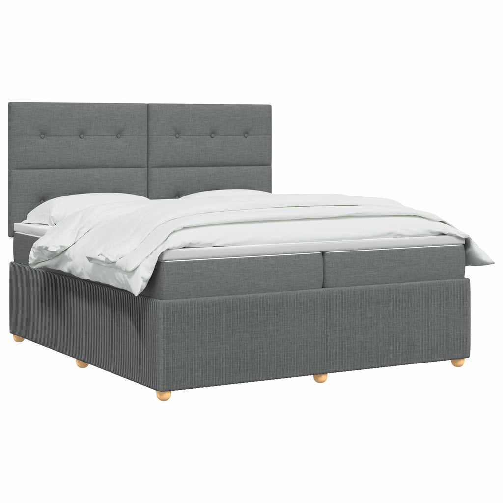 vidaXL Łóżko z box spring LED z materacem ciemnoszary 200 x 200 cm