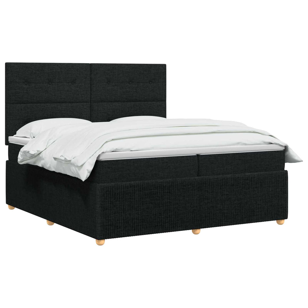 vidaXL Łóżko z box spring LED z materacem Czarny 200 x 200 cm tkanina