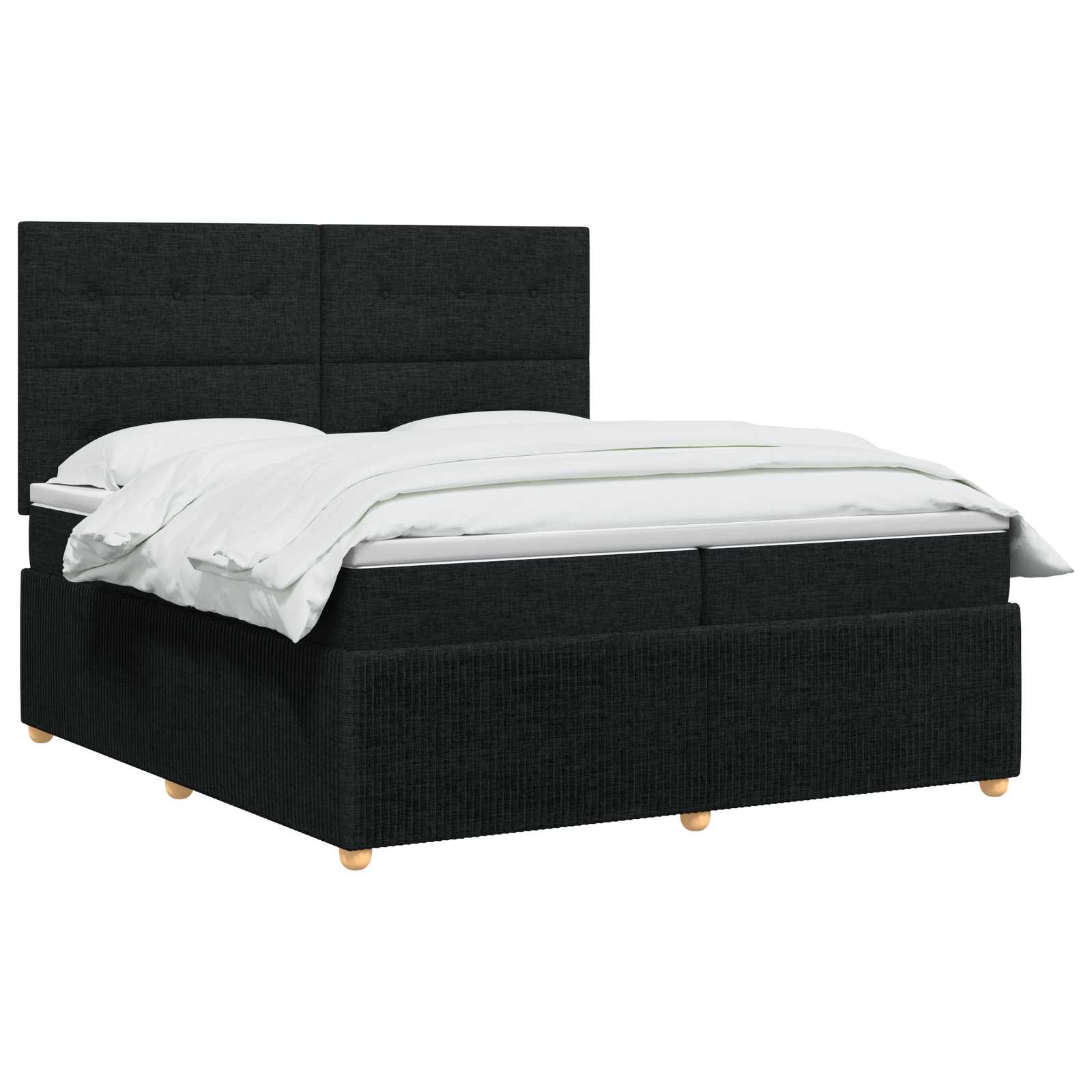 vidaXL Łóżko z box spring LED z materacem Czarny 200 x 200 cm tkanina