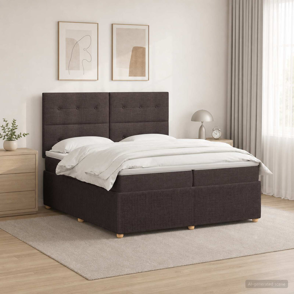 vidaXL Łóżko z box spring LED z materacem Ciemny brąz 200 x 200 cm