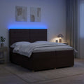 vidaXL Łóżko z box spring LED z materacem Ciemny brąz 200 x 200 cm