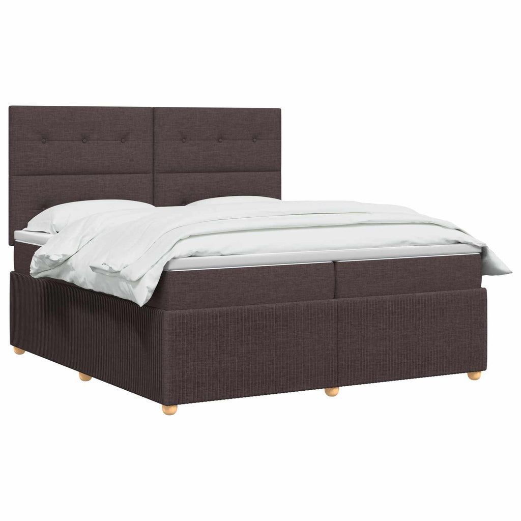 vidaXL Łóżko z box spring LED z materacem Ciemny brąz 200 x 200 cm