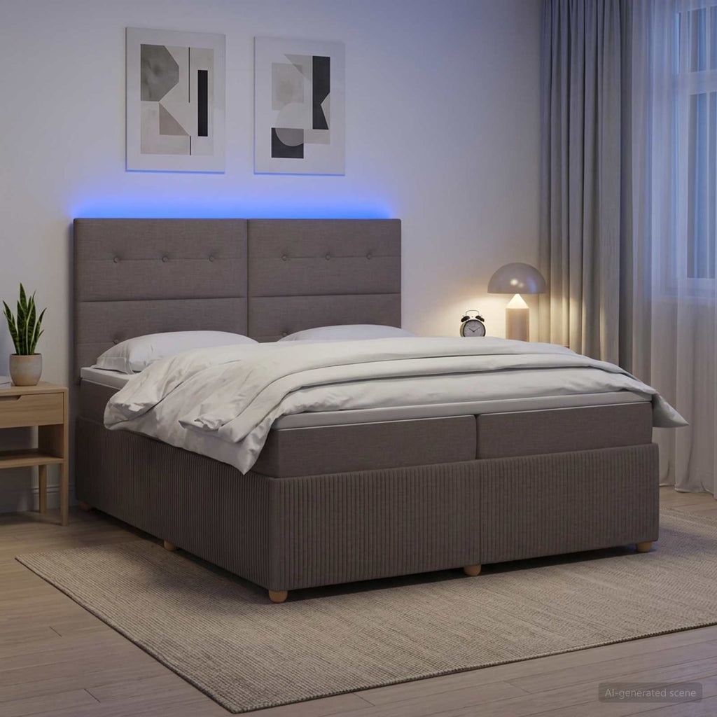 vidaXL Łóżko z box spring LED z materacem Ciemnoszary 200 x 200 cm