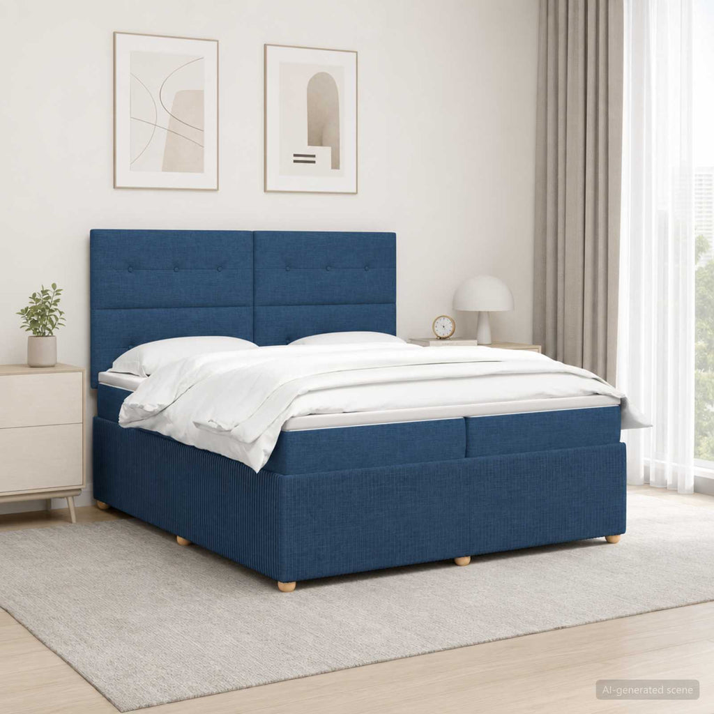 vidaXL Łóżko z box spring LED z materacem niebieski 200 x 200 cm