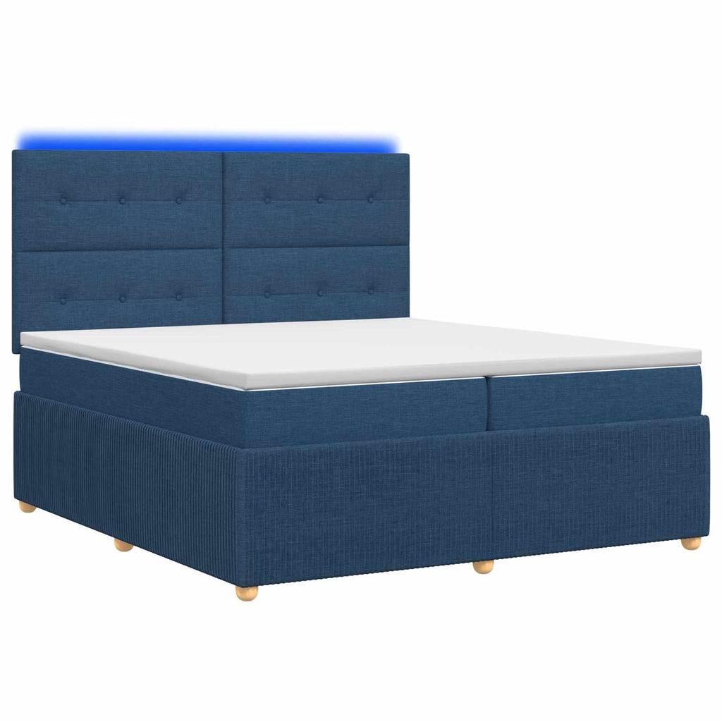 vidaXL Łóżko z box spring LED z materacem niebieski 200 x 200 cm