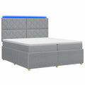 vidaXL Łóżko z box spring LED z materacem jasnoszary 200 x 200 cm