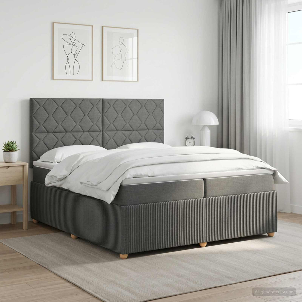vidaXL Łóżko z box spring LED z materacem ciemnoszary 200 x 200 cm