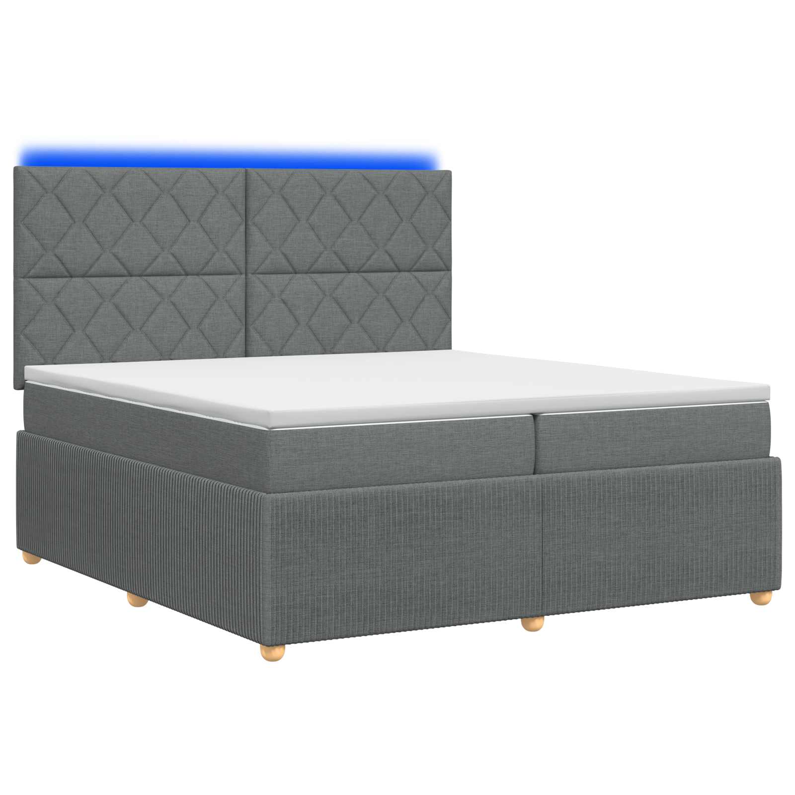 vidaXL Łóżko z box spring LED z materacem ciemnoszary 200 x 200 cm