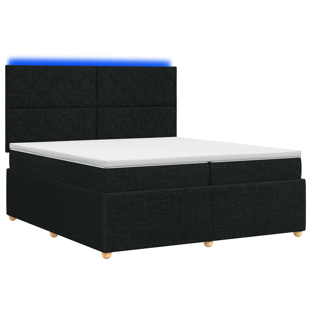 vidaXL Łóżko z box spring LED z materacem Czarny 200 x 200 cm tkanina