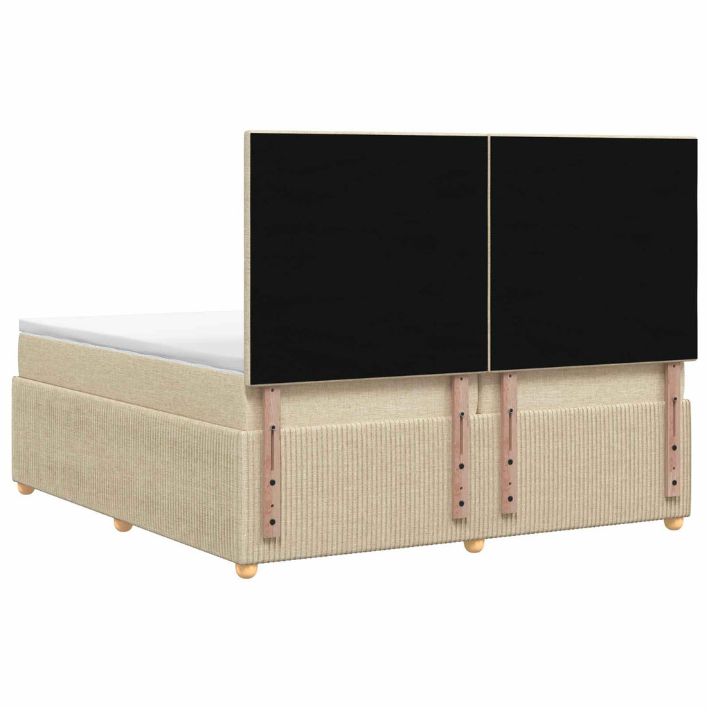 vidaXL Łóżko z box spring LED z materacem kremowy 200 x 200 cm tkanina
