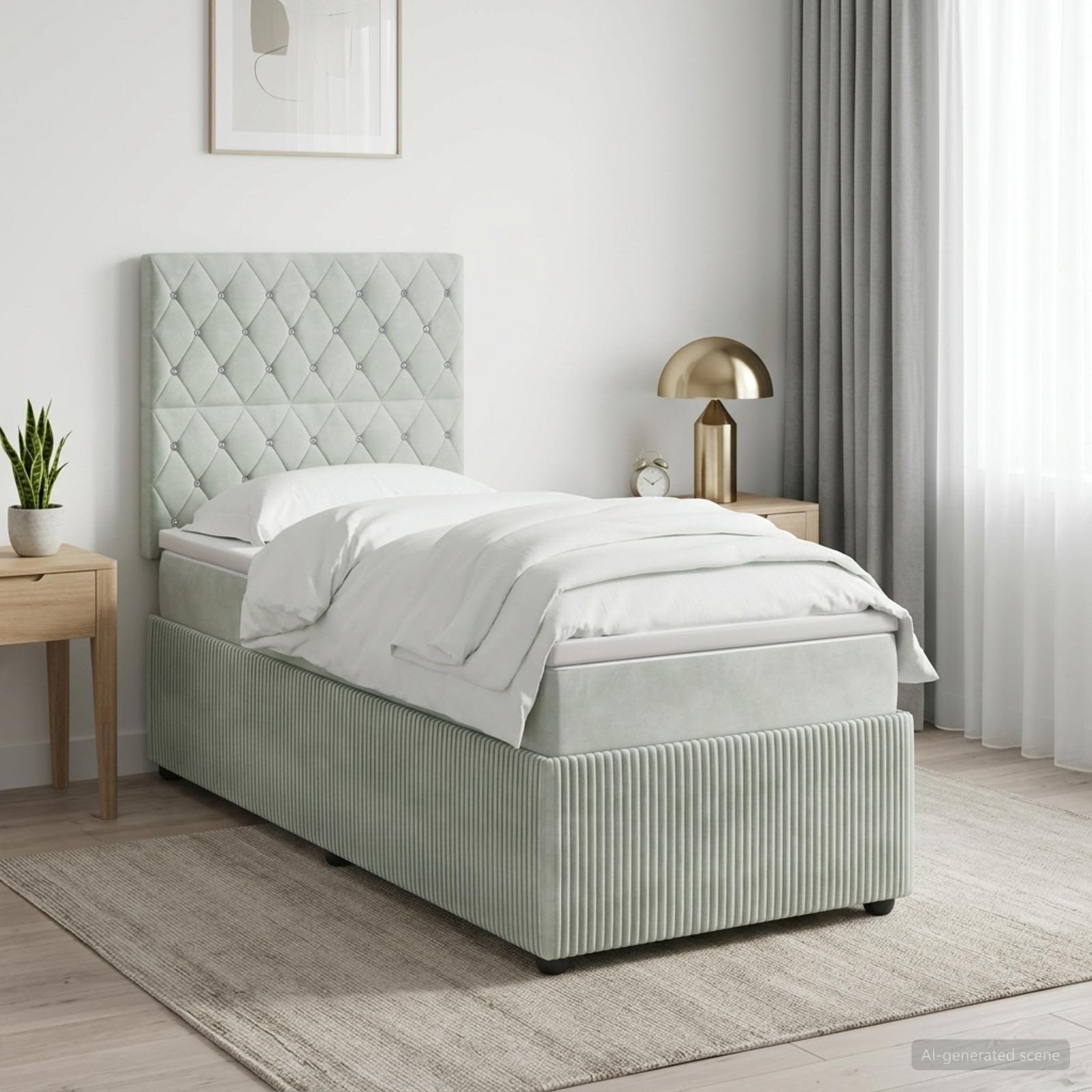 vidaXL Łóżko z box spring LED z materacem jasnoszary 100 x 200 cm