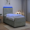 vidaXL Łóżko z box spring LED z materacem jasnoszary 100 x 200 cm