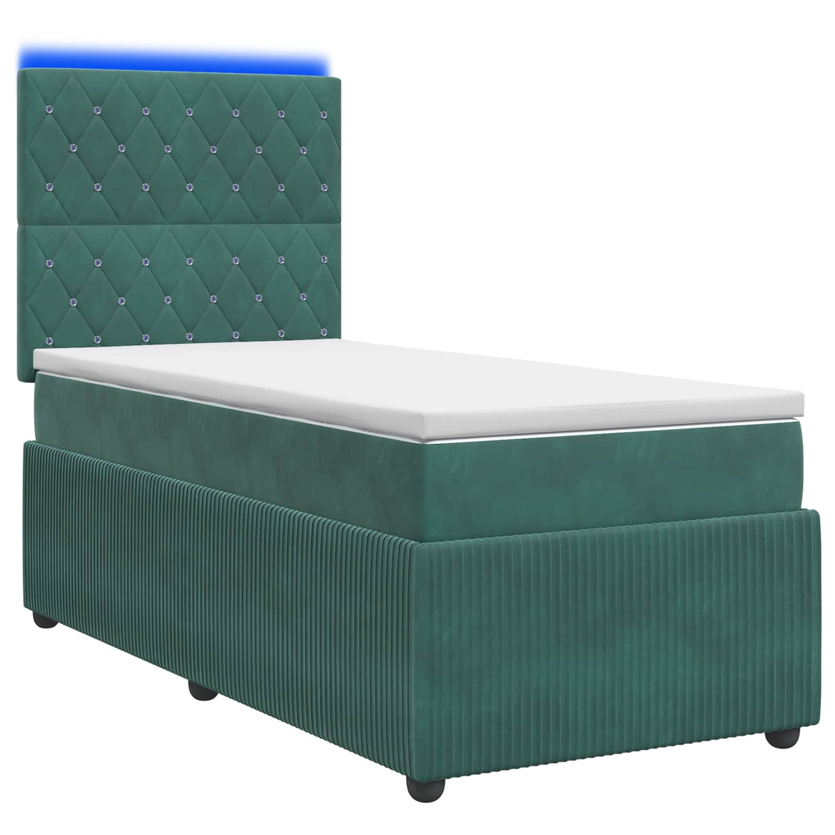 vidaXL Łóżko z box spring LED z materacem Ciemnozielony 80 x 200 cm