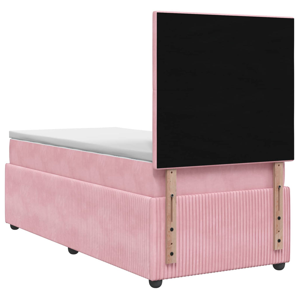 vidaXL Łóżko z box spring LED z materacem różowy 80 x 200 cm Welur
